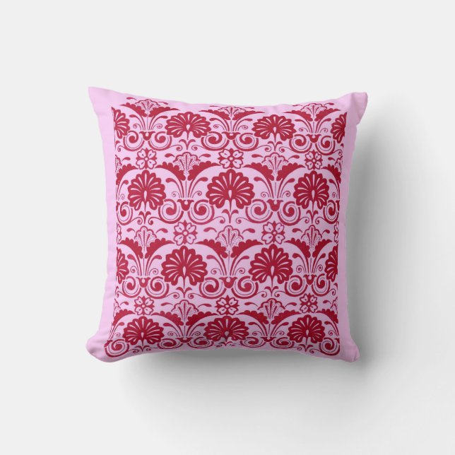 Almofada leque rosa e impressão de folhas (Frente)