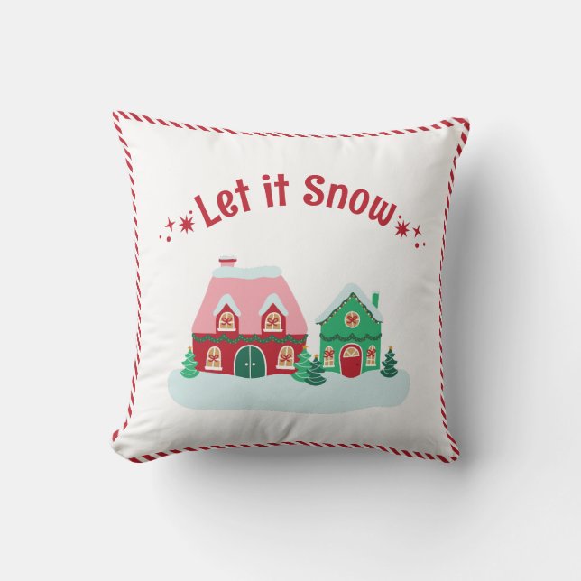 Almofada Let it Snow Christmas Village Throw Pillow (Frente)