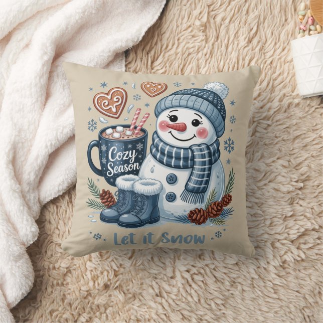 Almofada Let it Snow Snowman Throw Pillow (Cobertor)