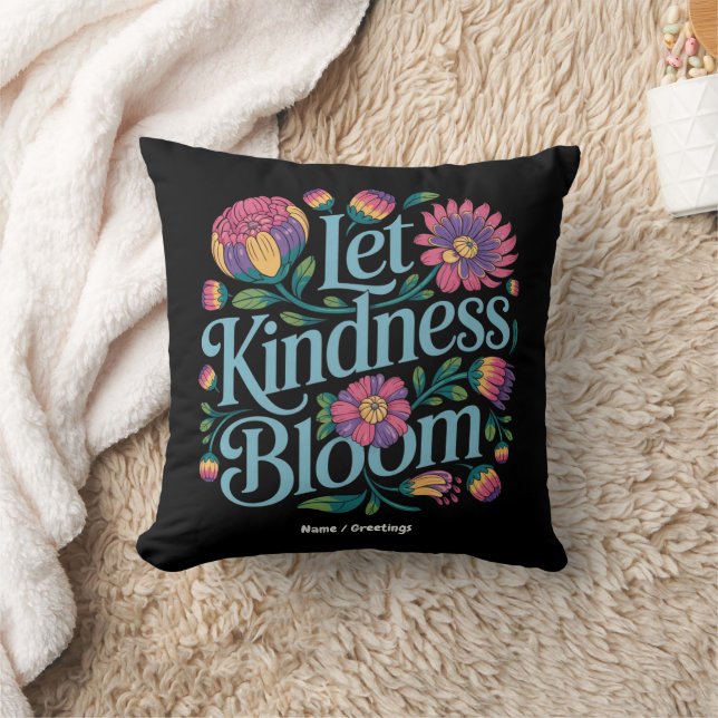 Almofada Let Kindness Bloom Be Kind Rainbow Flowers Inspire (Cobertor)