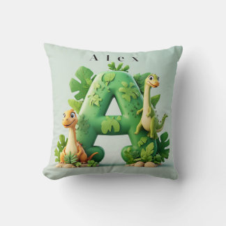 Almofada 🦖 Letra A de Dinossauro Fofo Selva Aprendizado de