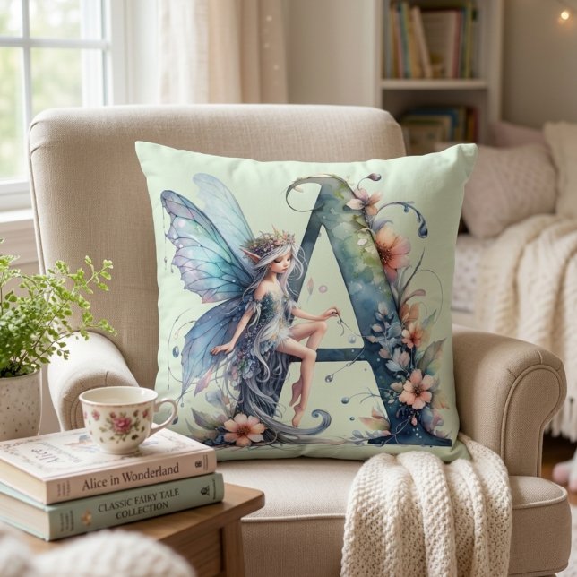 Almofada Letra A de Monograma Fada (Criador carregado)