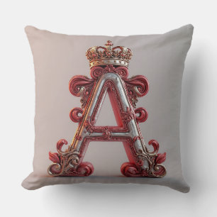 Almofada Letra A Majestosa Ornamentada com Coroa