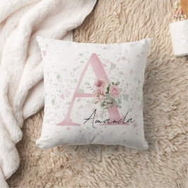 Almofada Letra-bebê inicial e nome aquarela