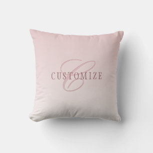 Almofada Letra Elegante e Monograma Rosa Ombre