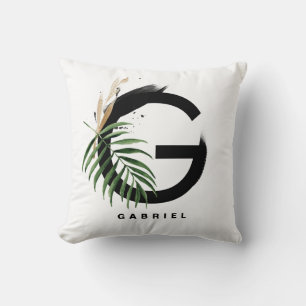 Almofada Letra G Monograma Palma tropical personalizada