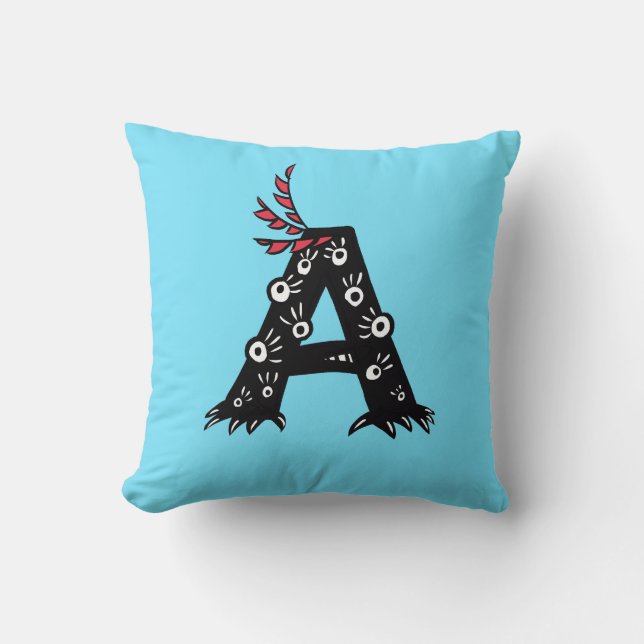 Almofada Letra inicial miúdos bonitos engraçados de um (Frente)