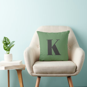 Almofada Letra inicial   Monograma Modern Trendy Sage Green