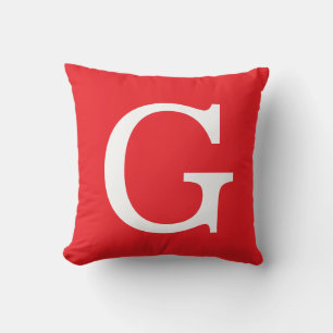 Almofada Letra Inicial Monograma Vermelho Branco Simples