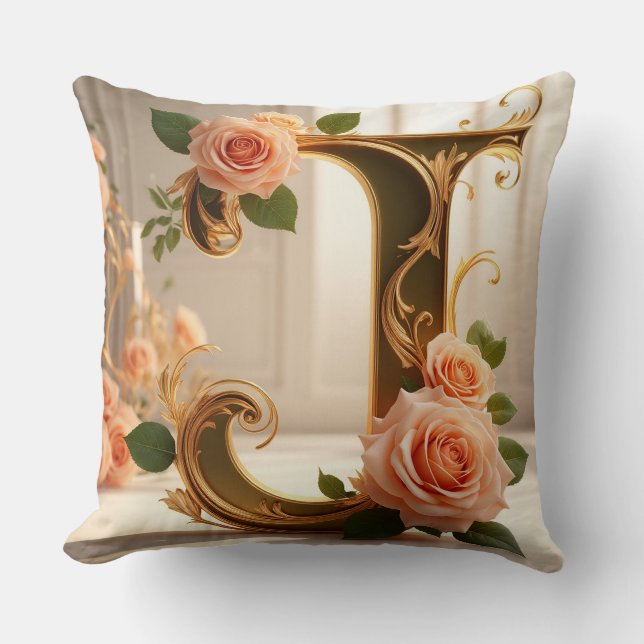 Almofada 🌷 Letra J de Monograma Pessoal Decor 🌼 (Frente)