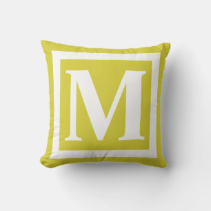 Almofada Letra M Monograma Amarelo Moderno