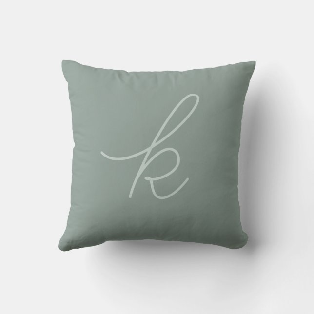 Almofada Letra Minúscula em Verde Sage em Script (Verso)