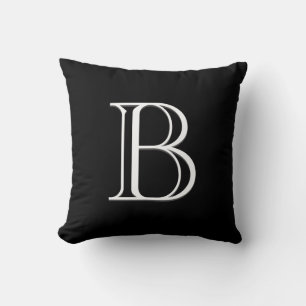 Almofada Letra Monograma Inicial Elegante Preto e Branco