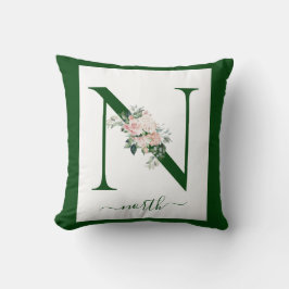 Almofada Letra N Floral Monograma