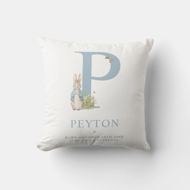 Almofada Letra personalizada | P do coelho de Peter (Frente)