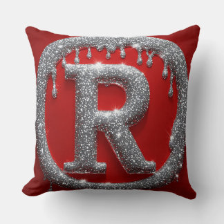 Almofada Letra R Monograma Cromado Brilhante Emblema Luxo V