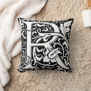 Almofada Letra R Monograma Medieval Art Nouveau
