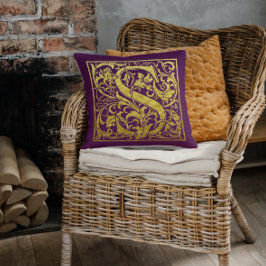 Almofada Letra S Primeira Letra Faux Dourado Puro