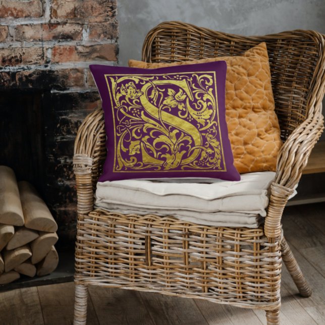 Almofada Letra S Primeira Letra Faux Dourado Puro (Criador carregado)