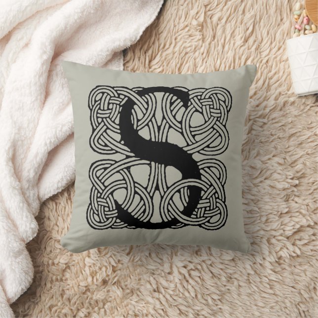 Almofada Letra S Vintage Celtic Knot Monograma (Cobertor)
