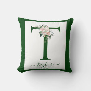 Almofada Letra T Floral Monograma