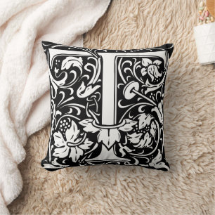 Almofada Letra T Monograma Medieval Art Nouveau