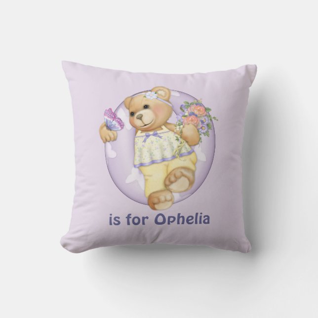 Almofada Letra Urso Teddy 0 Travesseiro Monograma (Frente)