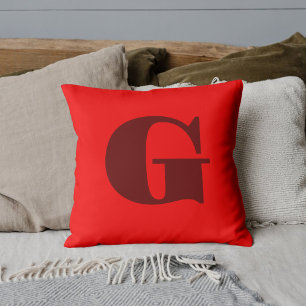 Almofada Letra Vermelha Escura Moderna Monograma Vermelho