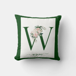 Almofada Letra W Floral Monograma