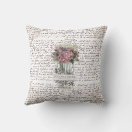 Almofada Letras modernas em estilo de caligrafia Floral vin