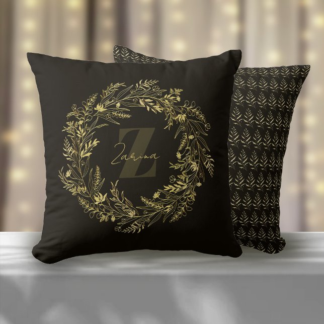 Almofada Letter Z Leaf Gold Monogram (Criador carregado)