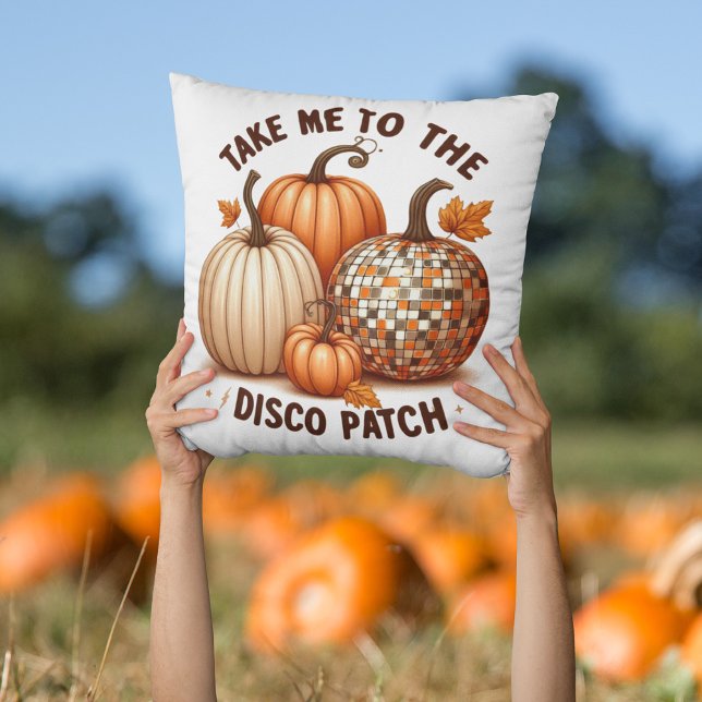 Almofada Leve-me até o Disco Patch, abóboras de queda (Take me to the Disco Patch fall pumpkins Throw Pillow)