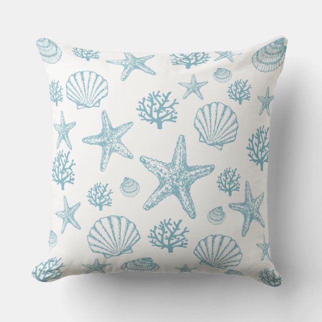 Almofada Lg Travesseiro decorativo Teal Seashell Beachy (Frente)
