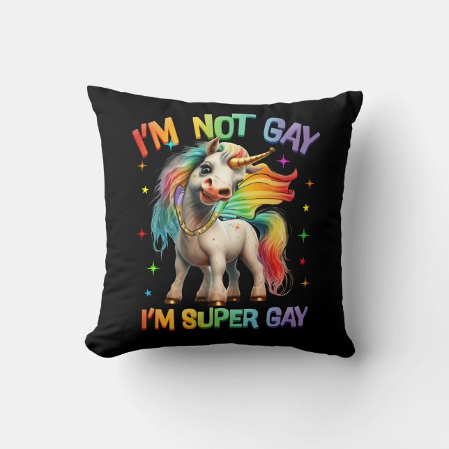 Almofada LGBTQ Unicorn Super Orgulho gay LGBT Ally Rainbow  (Frente)