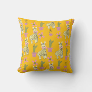 Almofada Lhama Animal Desenho Amarelo Crianças Adolescente
