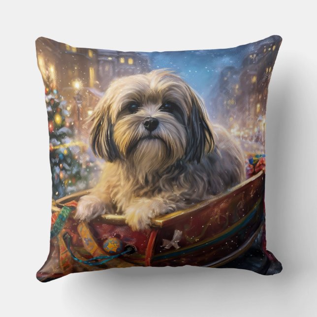 Almofada Lhasa Apso Christmas Fesason Season (Verso)