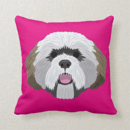 Almofada Lhasa cor-de-rosa Apso