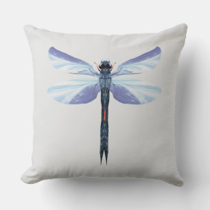 Almofada Libélula Celestial – Arte de Inseto Azul Surrealis