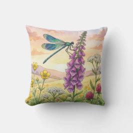Almofada Libélula Fofa e Flores Insetos Pequenos