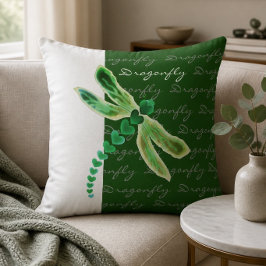 Almofada Libélula | Travesseiro 20"x20" Verde e Branco