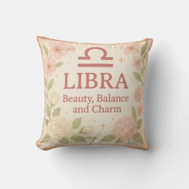 Almofada Libra Gift Pillow – Beauty, Balance & Charm Astrol (Frente)