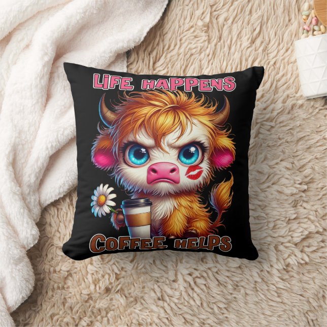 Almofada Life Happens Coffee Helps  (Cobertor)