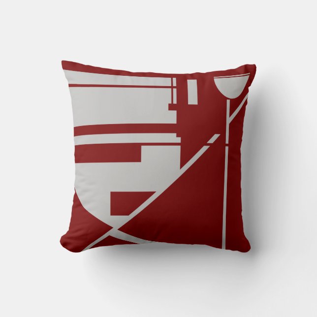 Almofada Light Gray on Dark Red Geometric Shapes Abstract  (Frente)
