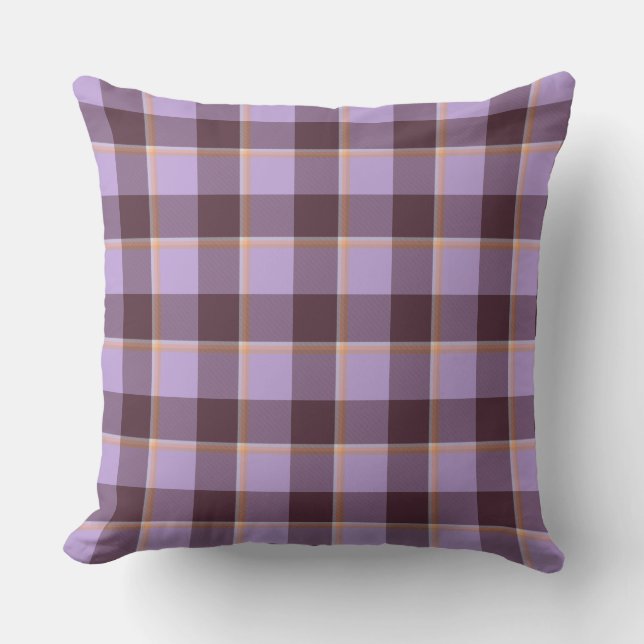 Almofada Light Wisteria and Livid Brown Plaid Purple (Frente)