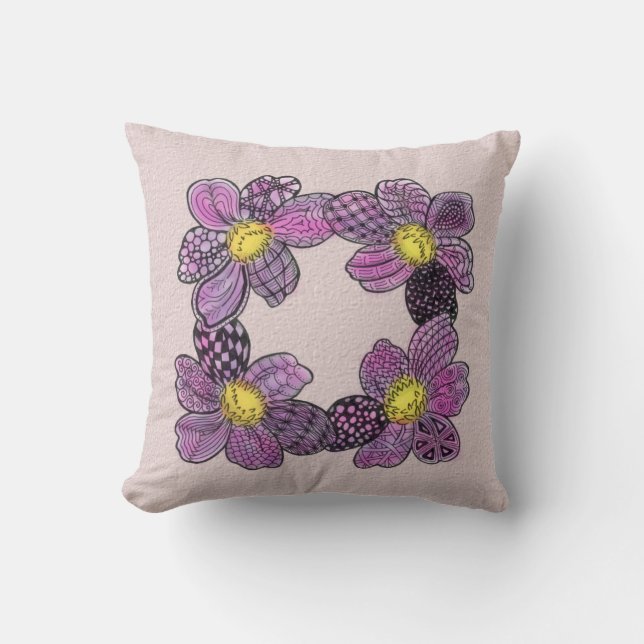 Almofada Lilac Flores roxas (Frente)