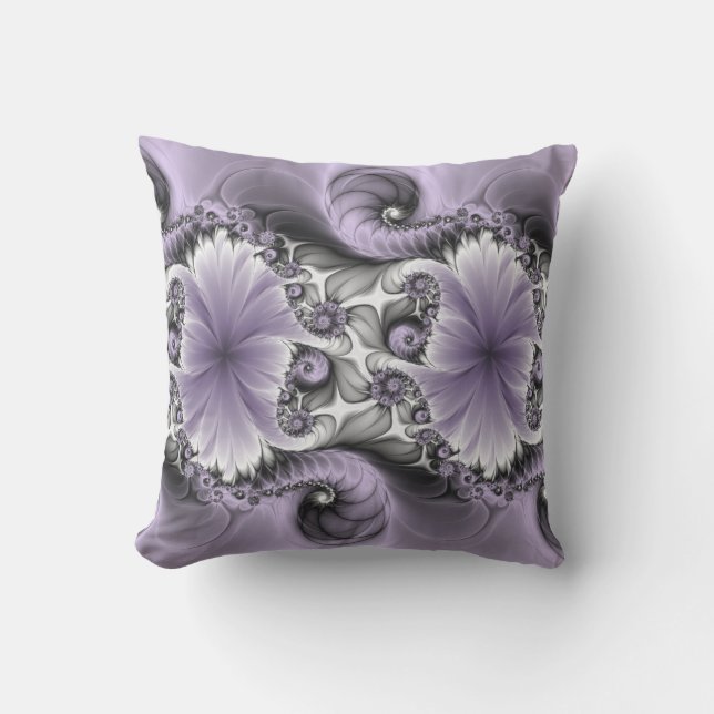 Almofada Lilac Illusion Abstrato Floral Fractal Art Fantasy (Frente)