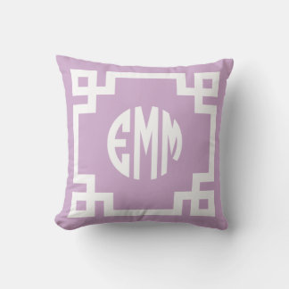 Almofada Lilac Roxo e Branco Círculo-Chave Grego Monograma