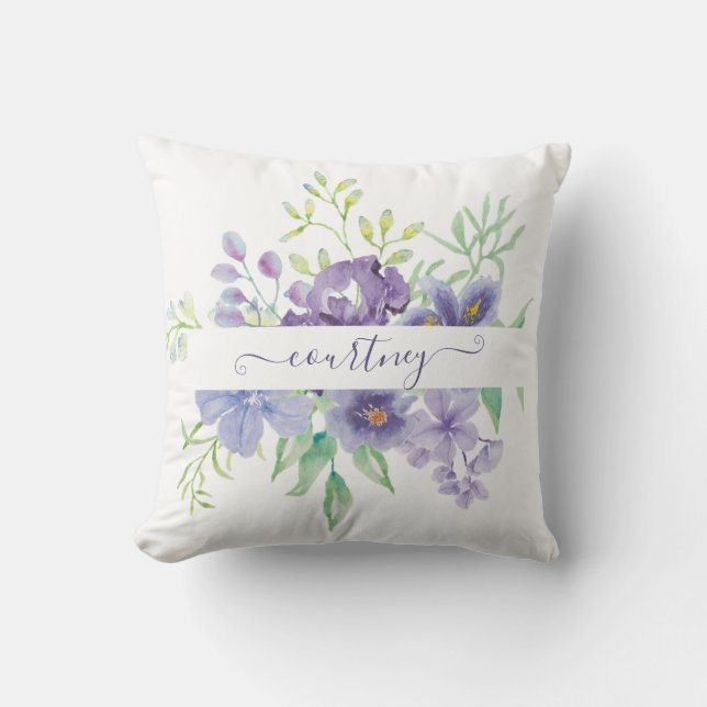 Almofada Lilac watercolor floral personalizado (Frente)