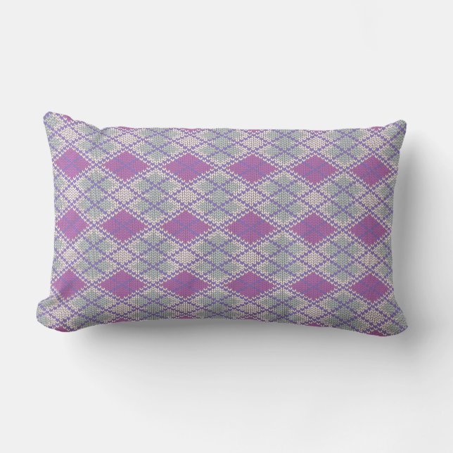ALMOFADA LILÁS DE TRICÔ ARGYLE PARA REGIÃO LOMBAR (Frente)