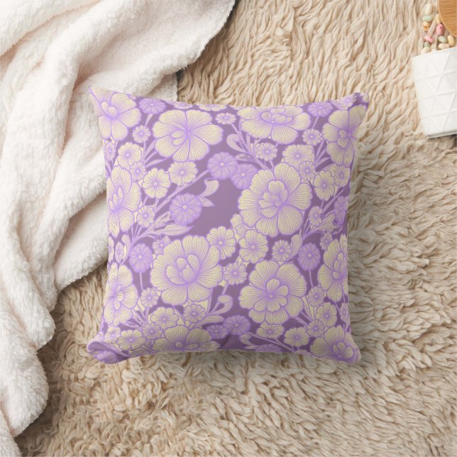 Almofada Lilás 💜 Floral Barroco (Cobertor)